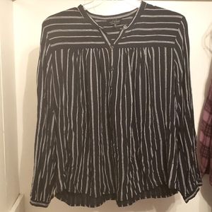 Long sleeve navy stripe Peter pan collar blouse